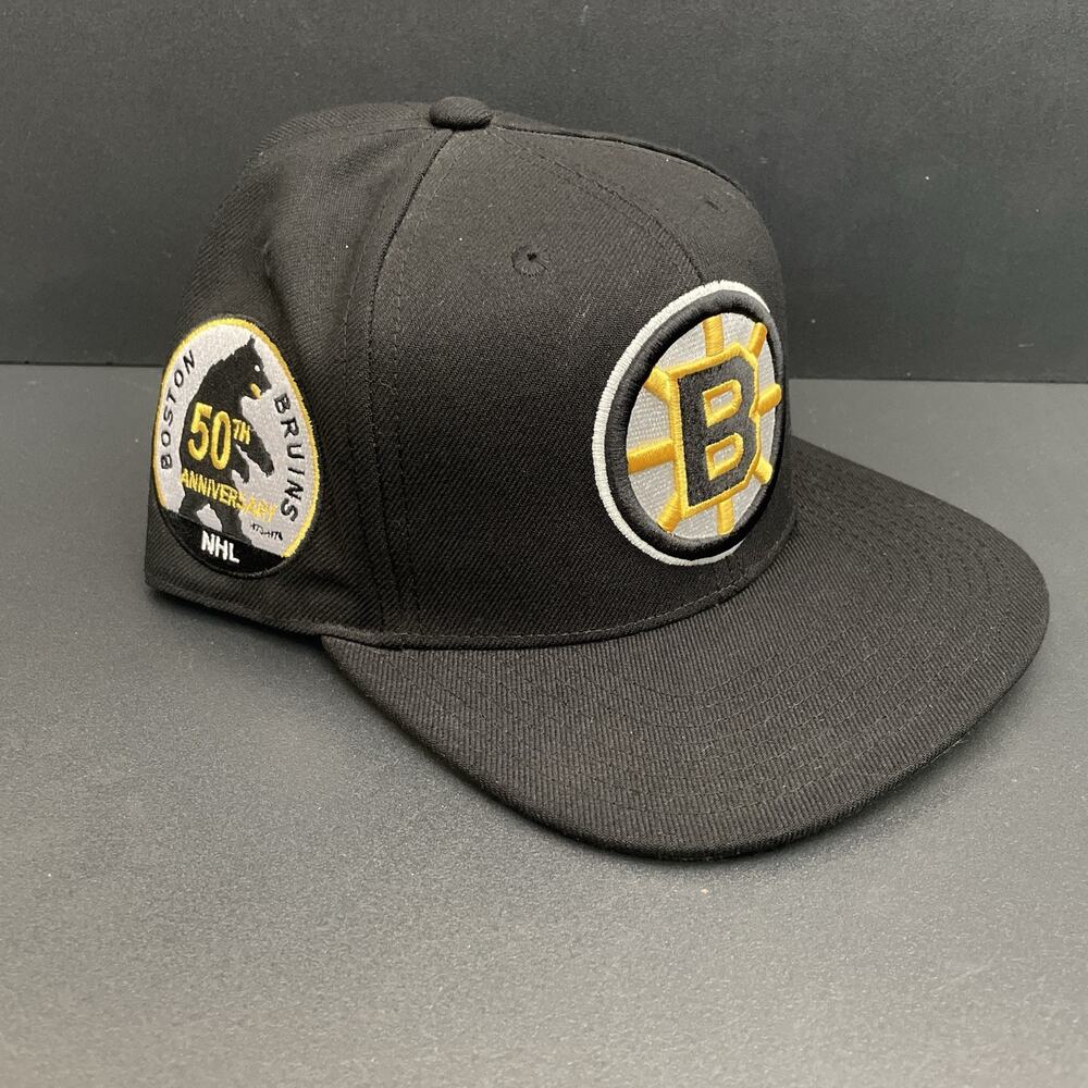 Mitchell & Ness NHL Boston Bruins Hat Flatbrim Snapback 50th Anniversary 7 5/8
